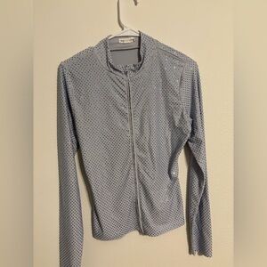 -SOLD-Good American Lavender Zip-Up Top with Blue Rhinestones